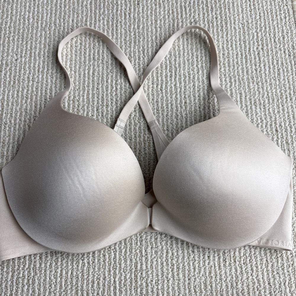 Victoria's Secret Push Up 38C underwire beige front close padded Bra